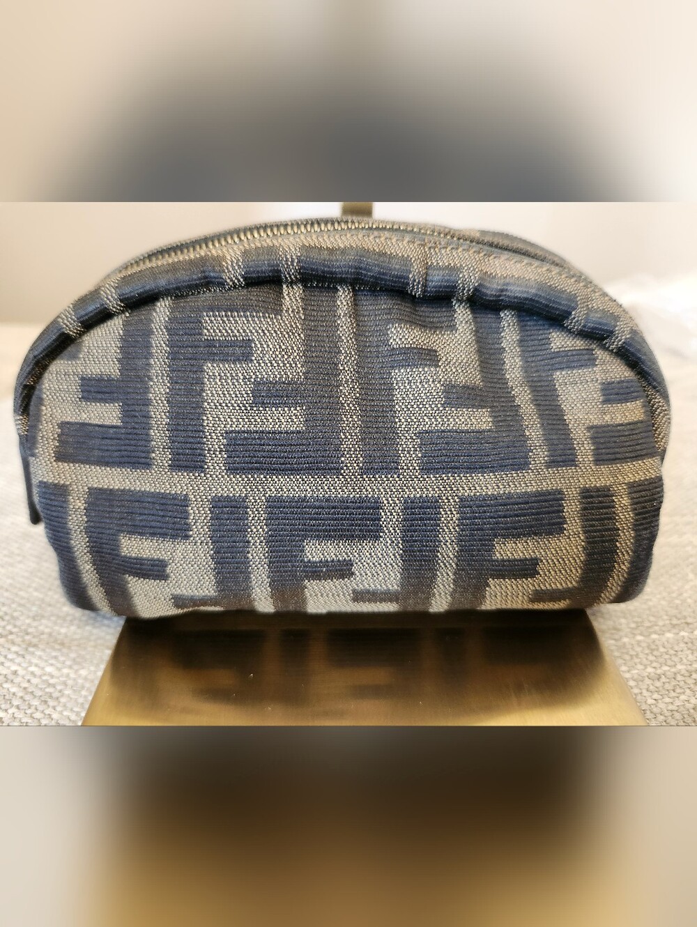 Fendi Zucca FF Canvas Mini Pouch Clutch Cosmetic Bag